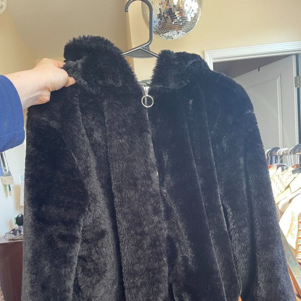 Black Faux Fur Jacket Coat